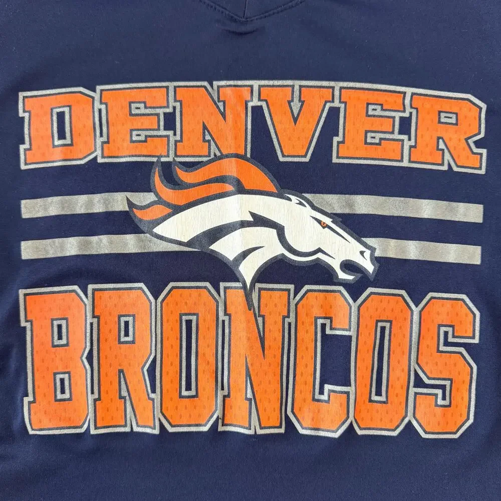 Denver Broncos Teens NFL Team Apparel Top Football Navy Orange - Youth Small - Picture 4 of 8